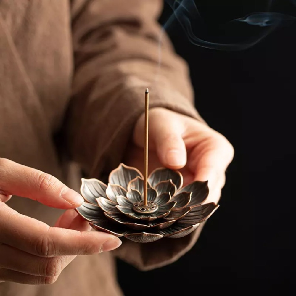 New! Bronze Lotus Cone Incense Holder - Picture 2 of 14